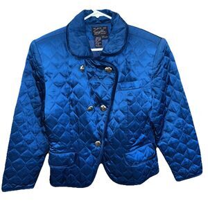 Suzelle Vintage Quilted Jacket Silk Women 12 Teal Long Sleeve Lined Pockets Hook